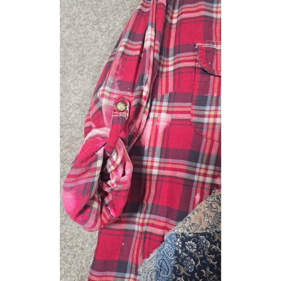 OOAK Upcycled Flannel Shacket Shirt Jason Aldean Small Town Country Music Sz XL - Picture 6 of 16